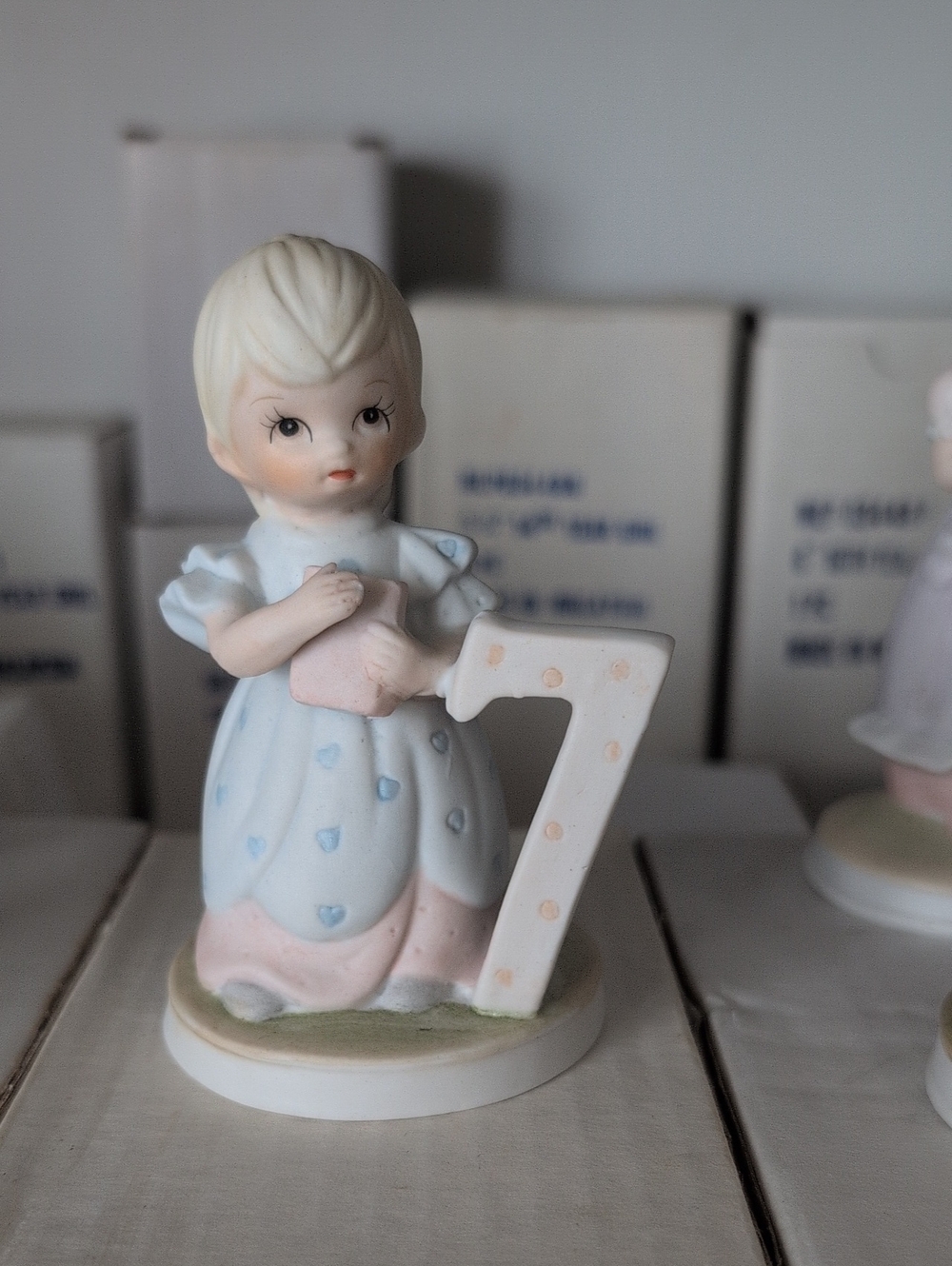 The Christopher Collection By Lefton Porcelain Girl Figurine Holding Number 7